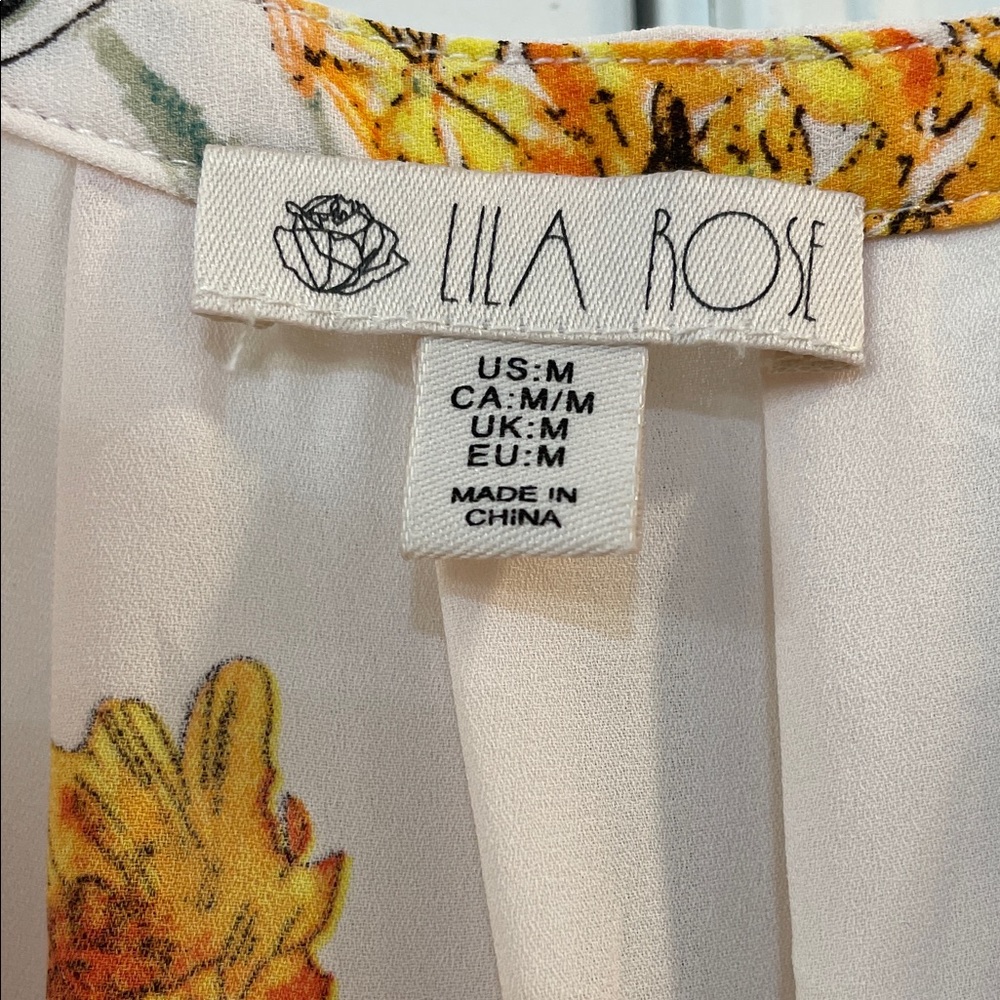 Lila Rose, Floral Print Top - Yellow and Light rose pink - Picture 3 of 8